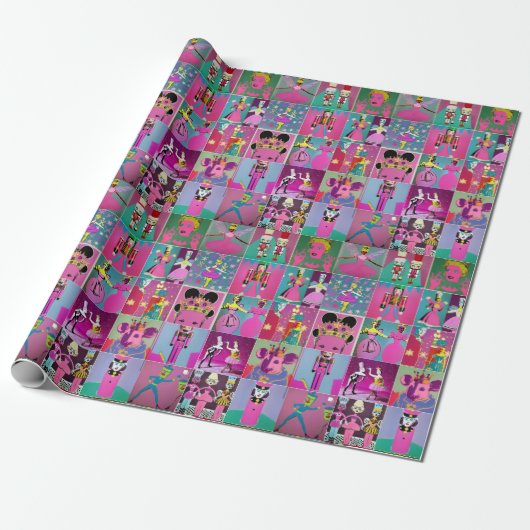 Neon Nutcracker Sugar Plum Fairy Wrapping Paper Geschenkpapier (Ungerollt)