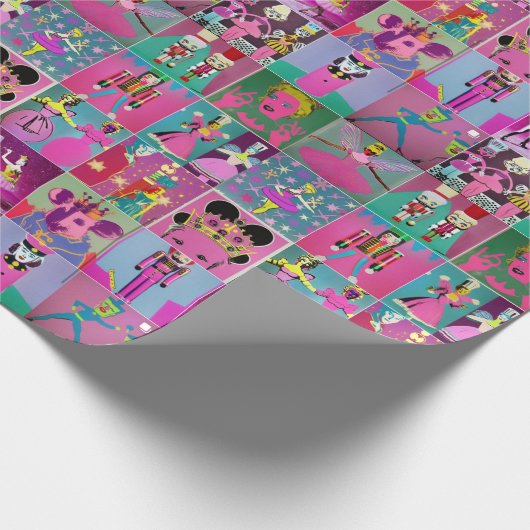Neon Nutcracker Sugar Plum Fairy Wrapping Paper Geschenkpapier (Ecke)