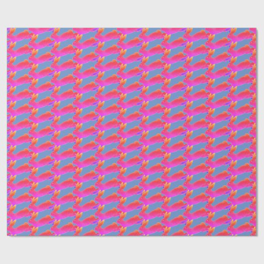 Neon Oaster Bunny Rabbit Pink Blau Einzigartig far Geschenkpapier (Flach)