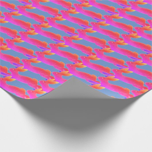 Neon Oaster Bunny Rabbit Pink Blau Einzigartig far Geschenkpapier (Ecke)