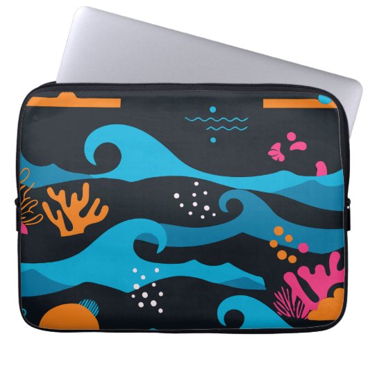 Neon Ocean Abstrakt Laptopschutzhülle (Vorderseite)