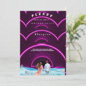 Neon Ocean Themed Brautparty Einladung (Stehend Vorderseite)