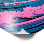 Neon Ocean Waves Neon Kunst, Dichtung und Musik Fotodruck (Ecke)