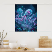 Neon Octopus Data Reef Poster (Küche)