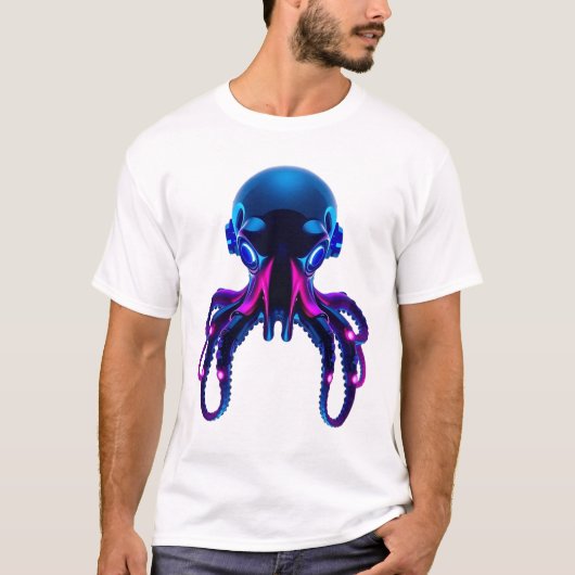 Neon OctoRobot Face T-Shirt (Vorderseite)