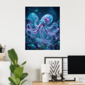 Neon-Oktopus Datenriff Poster (Heimbüro)