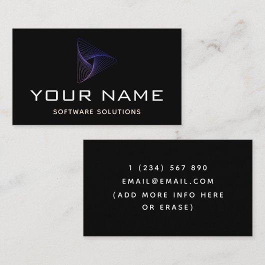 Neon Ombre Gradient Geometric Triangle Software Visitenkarte (Vorne/Hinten)