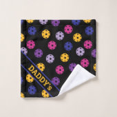 Neon on Black Pickleball, benutzerdefinierter Text Badhandtuch Set (Waschlappen)