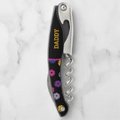 Neon on Black Pickleball, benutzerdefinierter Text Kellnermesser (Rückseite)