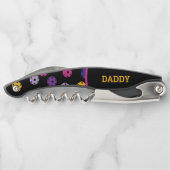 Neon on Black Pickleball, benutzerdefinierter Text Kellnermesser (Rückseite)