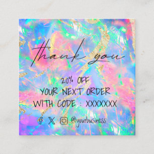 Neon Opal Danke für Ihre Bestellung Square Busines Quadratische Visitenkarte