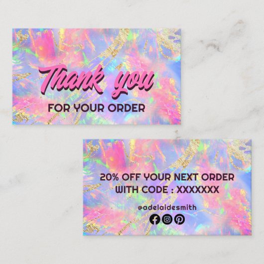 neon opal danke Ihnen Visitenkarte (Vorne/Hinten)