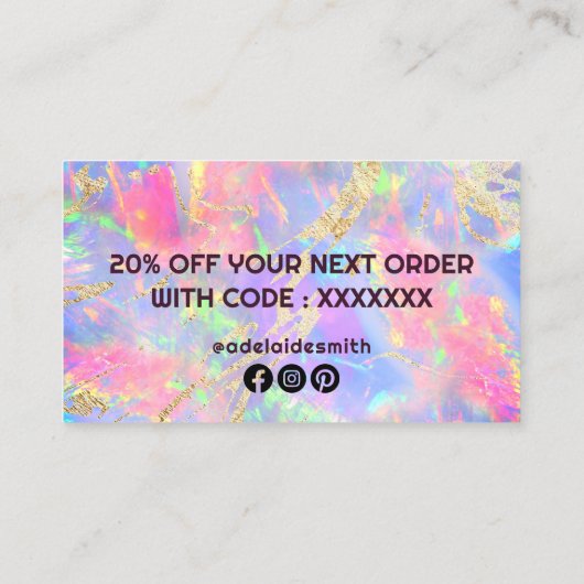 neon opal danke Ihnen Visitenkarte (Rückseite)