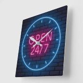 Neon Open Sign Square Wall Uhr (Winkel)