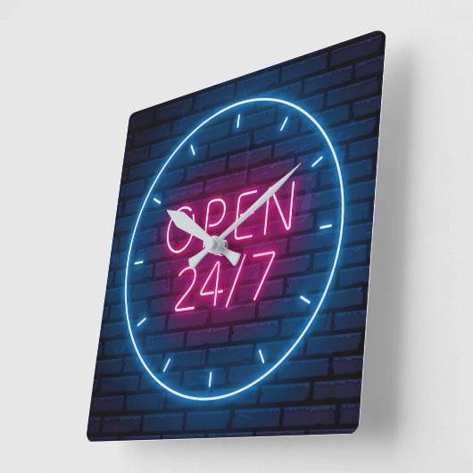 Neon Open Sign Square Wall Uhr (Winkel)