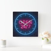 Neon Open Sign Square Wall Uhr (Zuhause)