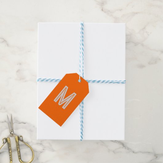 neon orange - add monogram   geschenkanhänger (Mit Garn)