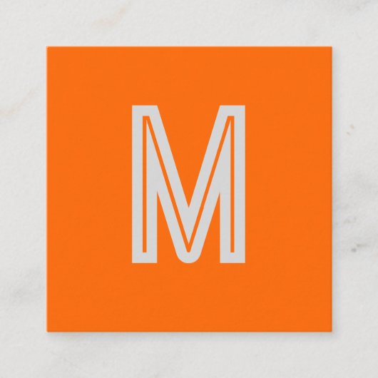 neon orange - add monogram   quadratische visitenkarte (Vorderseite)