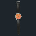 Neon orange - arabische Zahlen sehen zu Armbanduhr<br><div class="desc">Fett , neonorangefarbene Armbanduhr - arabische Ziffern in weiß . Armbanduhr für ihn, der helle Farben mag. Sie können es jetzt mit seinem Namen / Text / Monogramm etc. anpassen. Einzigartiges Design von Alma Wad . Orange - die Farbe der Sonne - wird oft mit dem Zeichen von Leo assoziiert....</div>