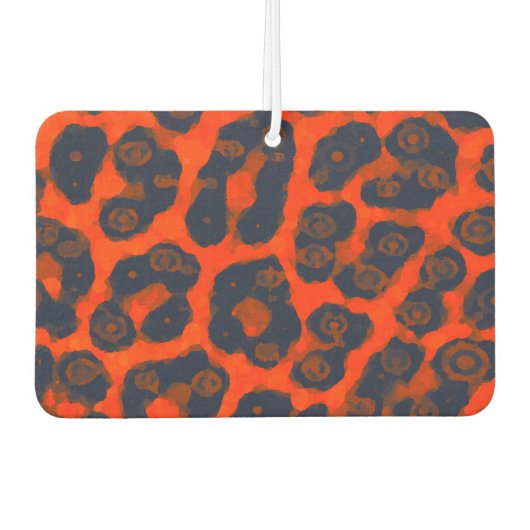 Neon Orange Black Cheetah Autolufterfrischer (Vorderseite)