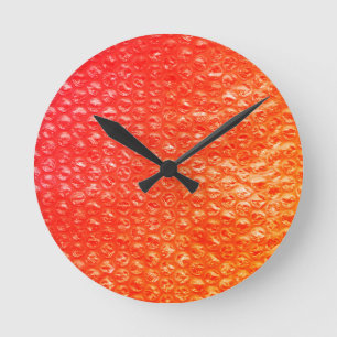 Neon Orange Bubble Pop Wrap Runde Wanduhr