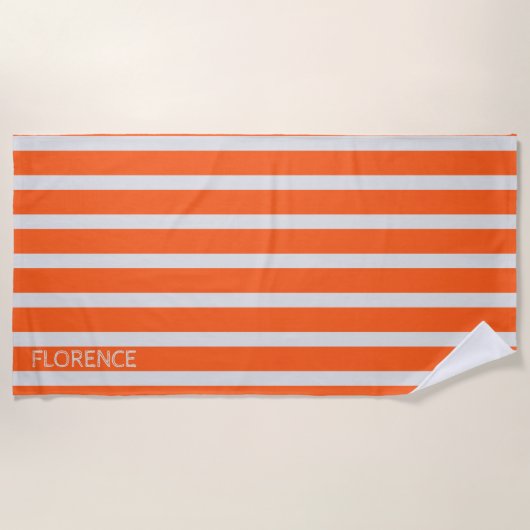 Neon orange Cabana Streifen - Handtuch (Vorderseite)