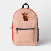 NEON Orange Cow School Thema gedruckter Rucksack (Vorderseite)
