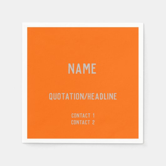 Neon Orange Custom Paper Napkins Serviette (Vorderseite)