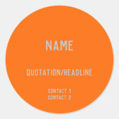 Neon Orange Custom Runder Aufkleber (Vorderseite)