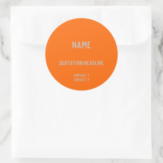Neon Orange Custom Runder Aufkleber (Tasche)
