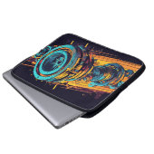 Neon Orange Cyan Cyberpunk Industrial Machine Laptopschutzhülle (Vorne Knopf)