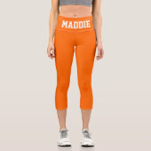 Neon Orange Funky Individuelle Name Leggings (Vorderseite)
