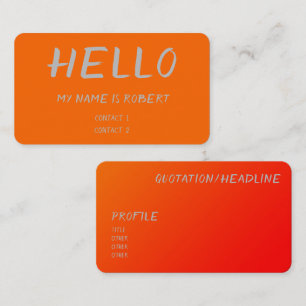 neon orange - Hallo Visitenkarte