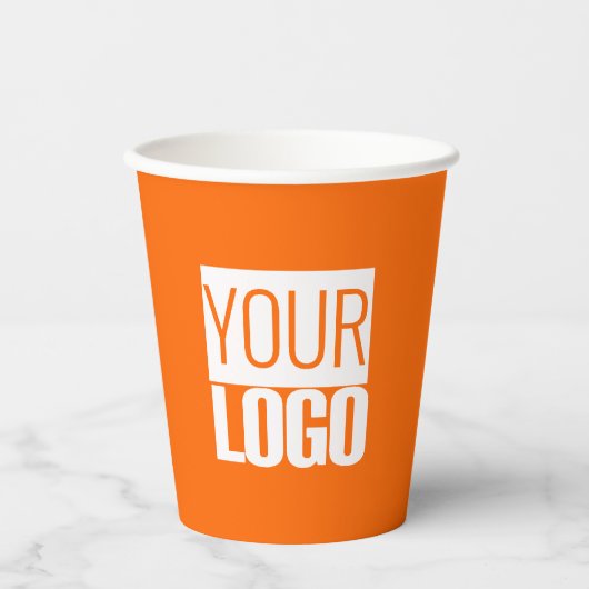 Neon orange - Hinzufügen fett formatierter Logopap Pappbecher (Vorderseite)