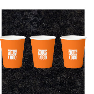 Neon orange - Logo hinzufügen Pappbecher