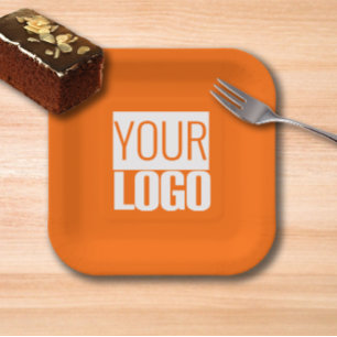 Neon orange - Logo hinzufügen Pappteller