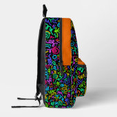 Neon Orange Squiggle Monogram Bedruckter Rucksack (Links)
