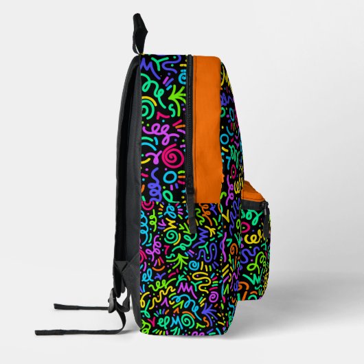 Neon Orange Squiggle Monogram Bedruckter Rucksack (Links)