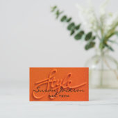 Neon Orange Style Modern Script Business Card Visitenkarte (Stehend Vorderseite)