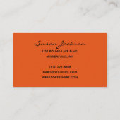 Neon Orange Style Modern Script Business Card Visitenkarte (Rückseite)