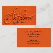 Neon Orange Style Modern Script Business Card Visitenkarte (Vorne/Hinten)