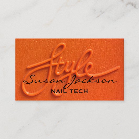 Neon Orange Style Modern Script Business Card Visitenkarte (Vorderseite)