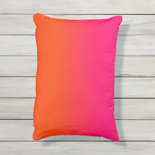 Neon Orange und Neon Pink Ombre Farbtöne Kissen Für Draußen (Rückseite(Vertikal))