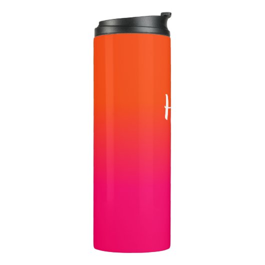 Neon Orange und Neon Pink Ombre Farbtöne Thermosbecher (Nach links gedreht)