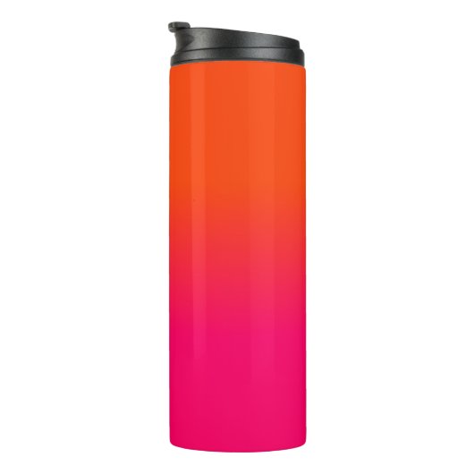Neon Orange und Neon Pink Ombre Farbtöne Thermosbecher (Nach rechts gedreht)