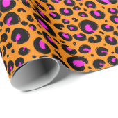 Neon Orange und Pink Cheetah Papier Geschenkpapier (Rolleneckpunkt)