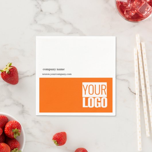 Neon orange & weiß - Logo hinzufügen Serviette (Beispiel)