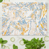 Neon Orange Yellow Blue Curvy Line Pattern -COOL Geschirrtuch (Gefaltet)