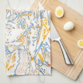 Neon Orange Yellow Blue Curvy Line Pattern -COOL Geschirrtuch (Viertel Falte)