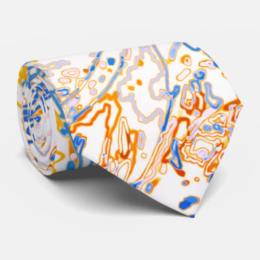 Neon Orange Yellow Blue Curvy Line Pattern -COOL Krawatte (Gerollt)